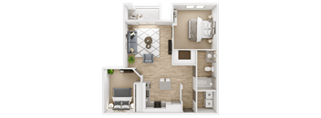 Viridian Apartment 3D Floor Plans - Sapphire 1