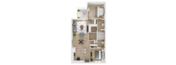 Viridian Apartment 3D Floor Plans - Turquoise