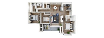 bedroom floor plan an in 3d