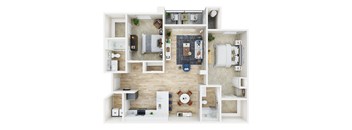 a floor plan of a house with a bedroom and a living room