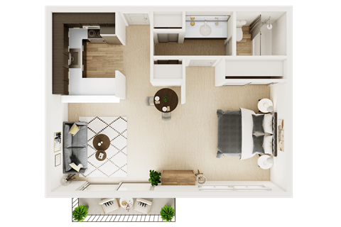 a floor plan of a one bedroom apartment