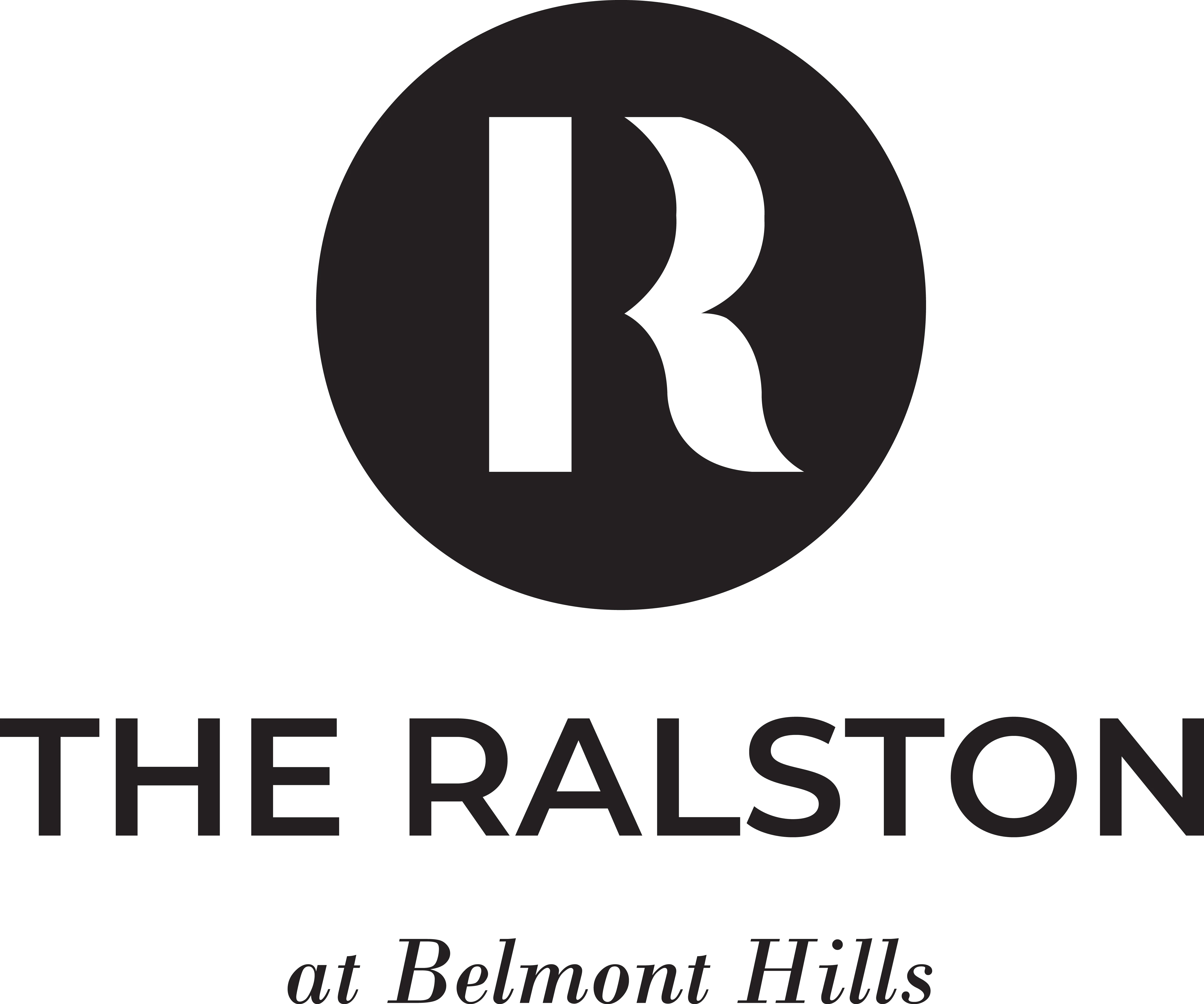 A logo with a circle around the letter R and the words "The Ralston at Belmont Hills" below it.