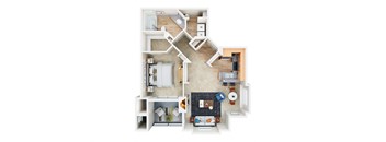 a floor plan of a house with a bedroom and a living room