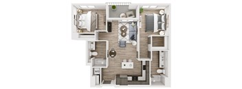 a floor plan of a bedroom with a bathroom and a living room