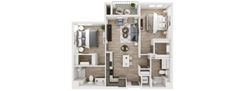 the 1190 sqft floor plan with bedroom and living room