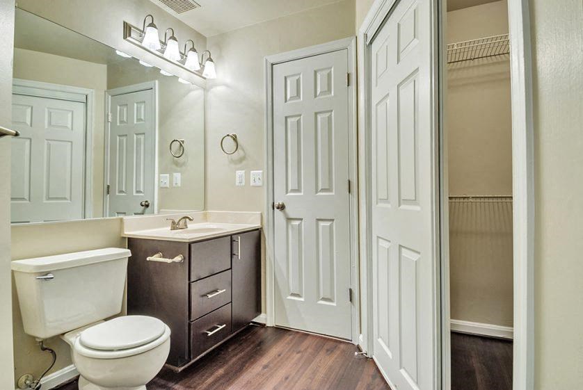 a bathroom with a toilet and a sink and a mirror