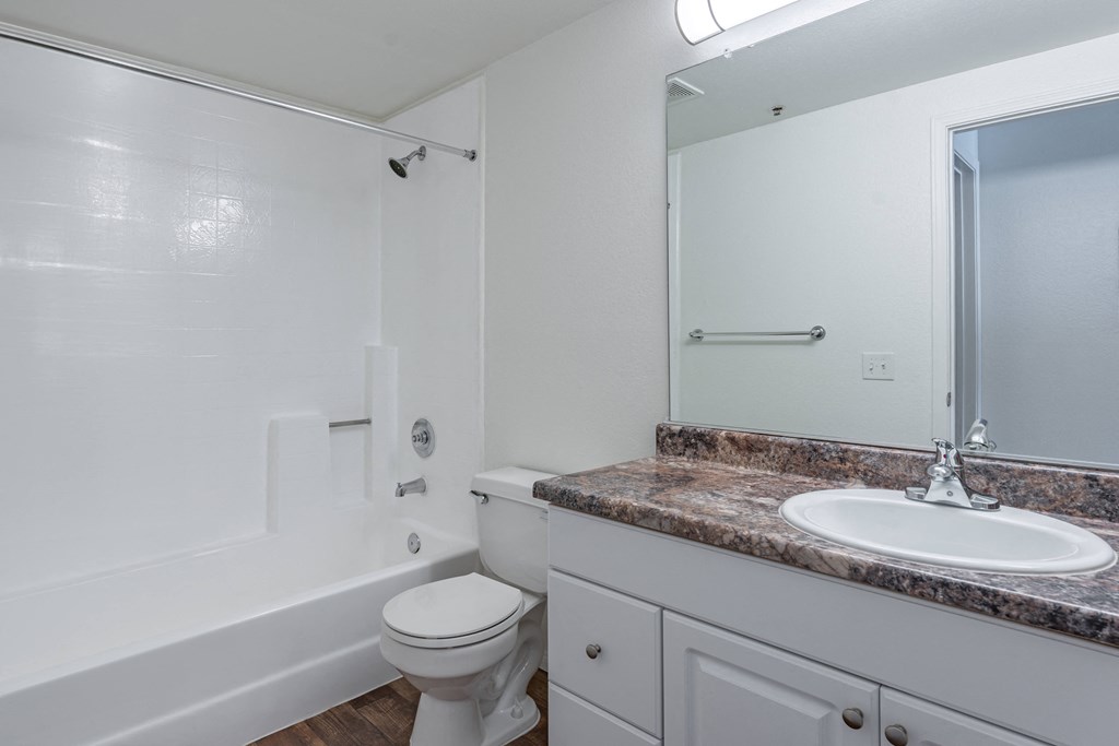 a bathroom with a sink toilet and bathtub