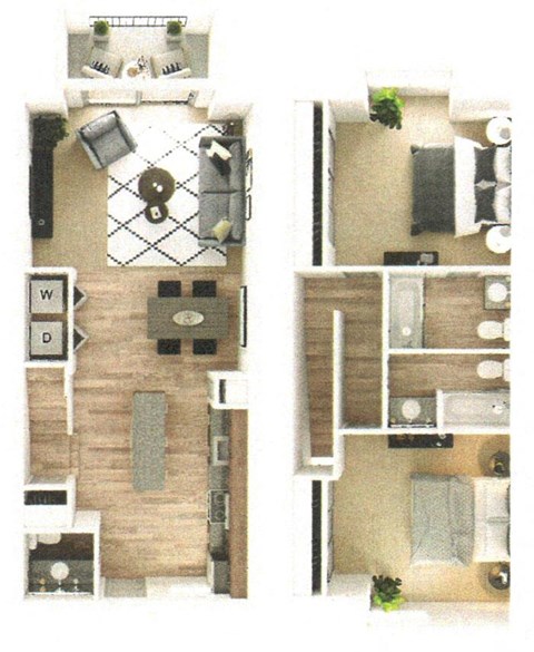 Two bedroom floor plan