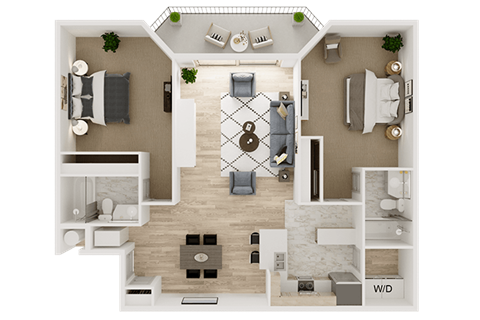 2 bed, 2 bath, upgraded