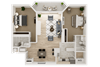 2 bed, 2 bath, upgraded