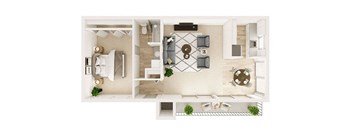 1 Bedroom, 1 Bath (B)