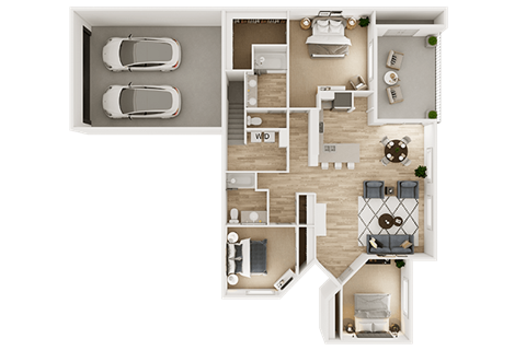 3 bed, 2 bath, 1353 sq ft