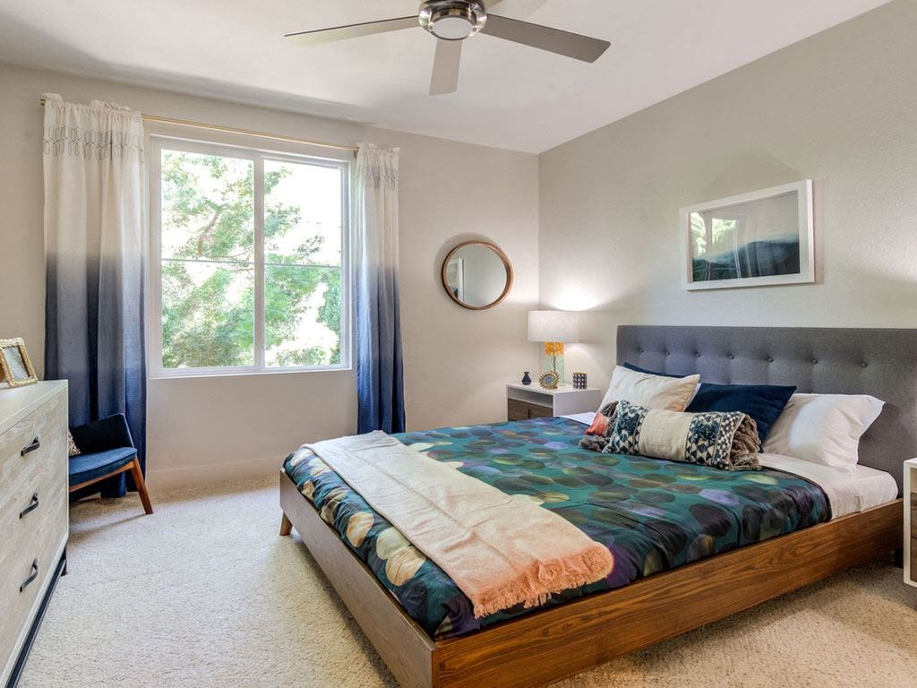 Bedroom with large window
