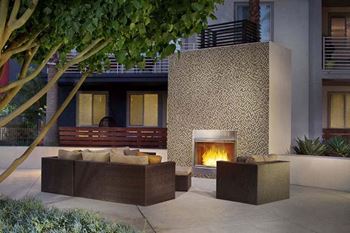 Cozy outdoor fire lounge