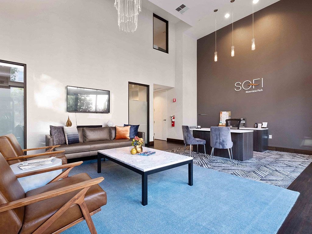 a living room with a couch and a coffee table