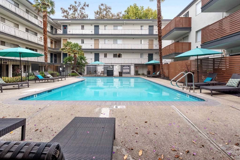 the swimming pool at our hotel in palm springs