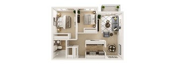 Two bedroom floor plan