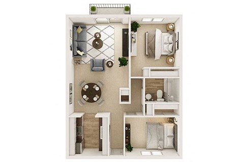 Two bedroom floor plan