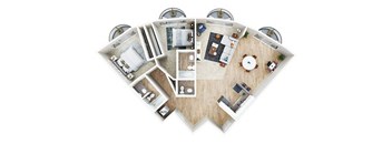 2 Bedroom 2 and half bath 3D floorplan