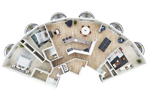 Penthouse B 3D floorplan