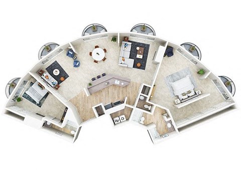 Penthouse A 3D floorplan