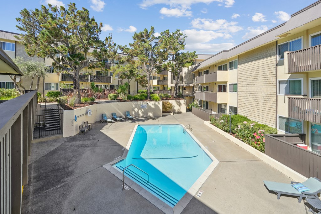 our apartments have a large pool in front of our building