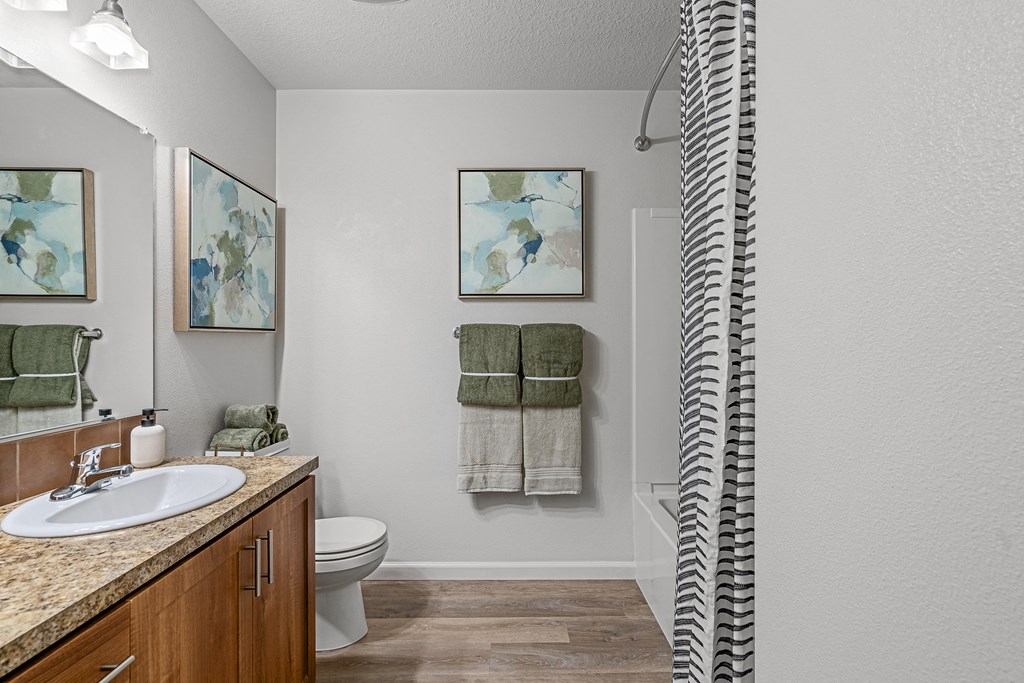 a bathroom with a shower and a sink and a toilet