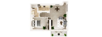 1 Bed, 1 Bath, 740 sq ft.