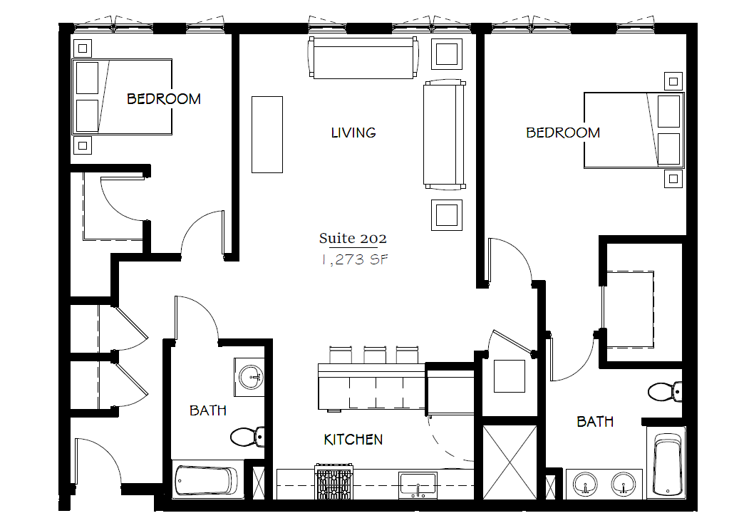a floor plan of a house with a bedroom and a living room