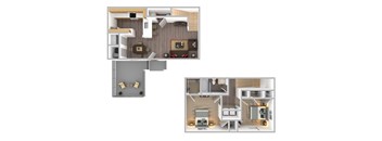 a floor plan of a house with a bedroom and a living room
