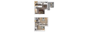 a floor plan of a house with a bedroom and a living room