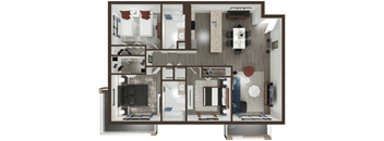 a floor plan of a house with a bedroom and a living room
