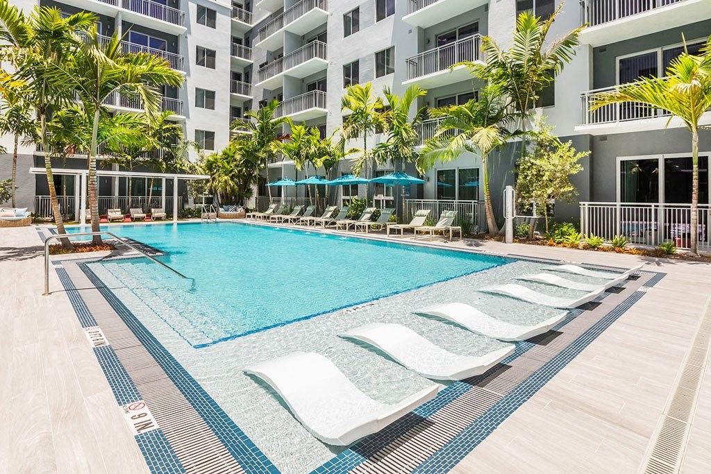 Pool With Sundecks at Morea Apartments, Pompano Beach, FL