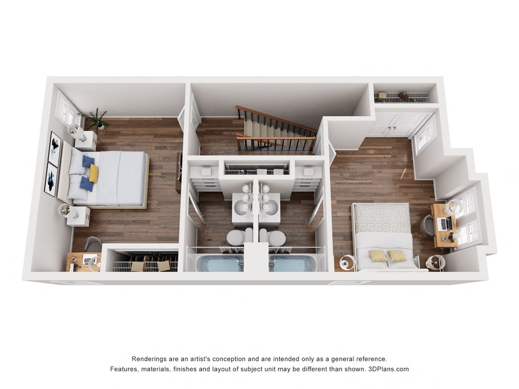 a stylized floor plan of a 2100 sq ft apartment