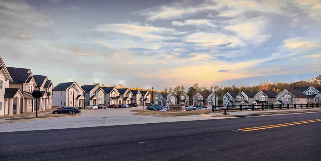 a row of houses on a street