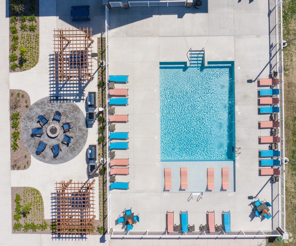Aerial View Of Pool at One Glenn Place, Fitchburg, WI