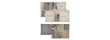 2 Bed 2 Bath Floor Plan at Riachi at One21, Plano, TX, 75025