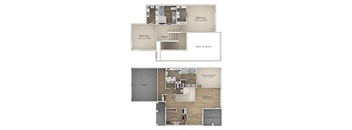 3 Bedroom 2 Bath Floor Plan at Riachi at One21, Plano, Texas