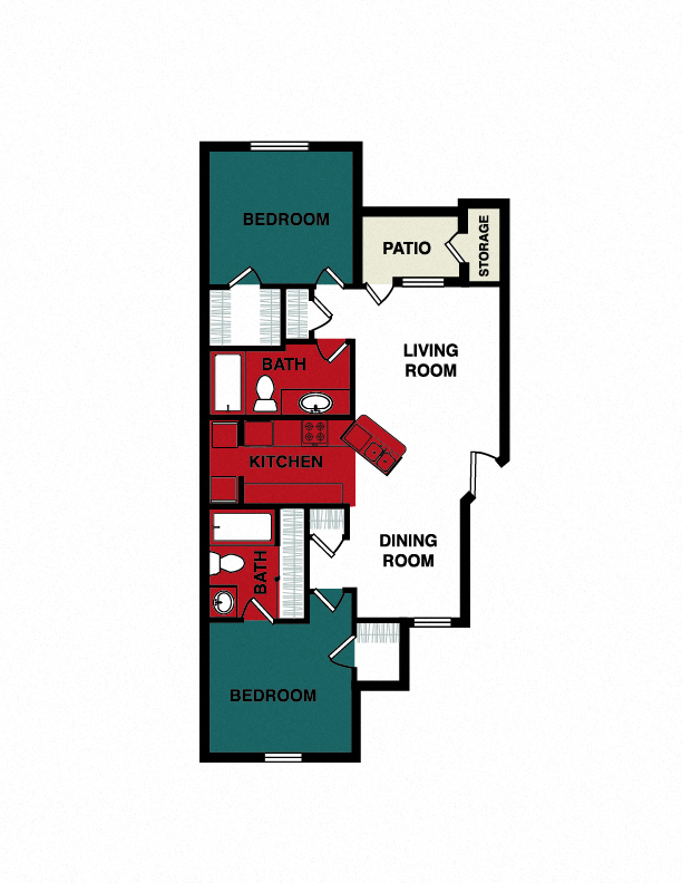 2 Bedroom Floor Plan at Wellington at Willow Bend, Plano, Texas