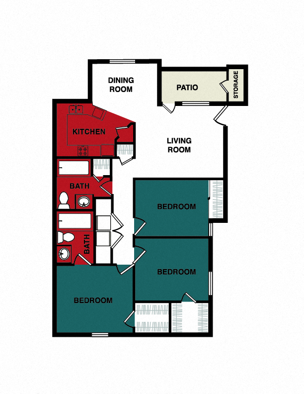 3 Bedroom Floor Plan at Wellington at Willow Bend, Texas