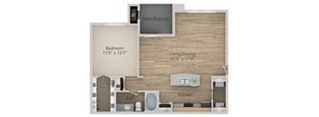 One Bathroom Floor Plan at Riachi at One21, Plano, TX, 75025
