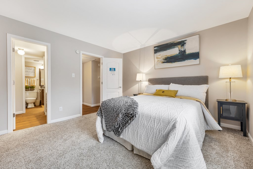 Bedroom With Bathroom at Whisper Hollow Apartments, Maryland Heights, MO