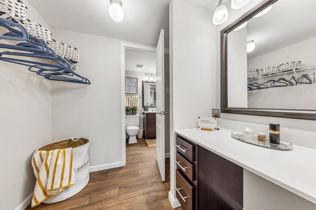 Renovated Bathrooms With Quartz Counters at Whisper Hollow Apartments, Maryland Heights, MO, 63043