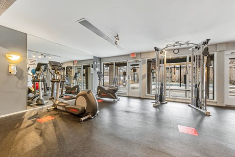 Fitness Center With Modern Equipment at Whisper Hollow Apartments, Maryland Heights, MO