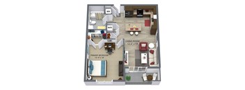 1  Bed   1  Bath   743 Sq. Ft. The Alder Floor Plan at Aster Apartments, Beachwood
