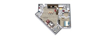 1  Bed   1  Bath   860 Sq. Ft. The Balsam Floor Plan at Aster Apartments, Beachwood