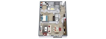 1  Bed   1  Bath   741 Sq. Ft. The Burdock Floor Plan at Aster Apartments, Beachwood, OH, 44122