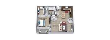 1  Bed   1  Bath   788 Sq. Ft. The Hazelnut Floor Plan at Aster Apartments, Ohio