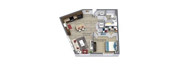 1  Bed   1  Bath   708 Sq. Ft. The Ash Floor Plan at Aster Apartments, Beachwood, OH 44122