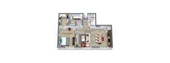 1  Bed   1  Bath 793 Sq. Ft. The Golden Floor Plan at Aster Apartments, Beachwood, 44122